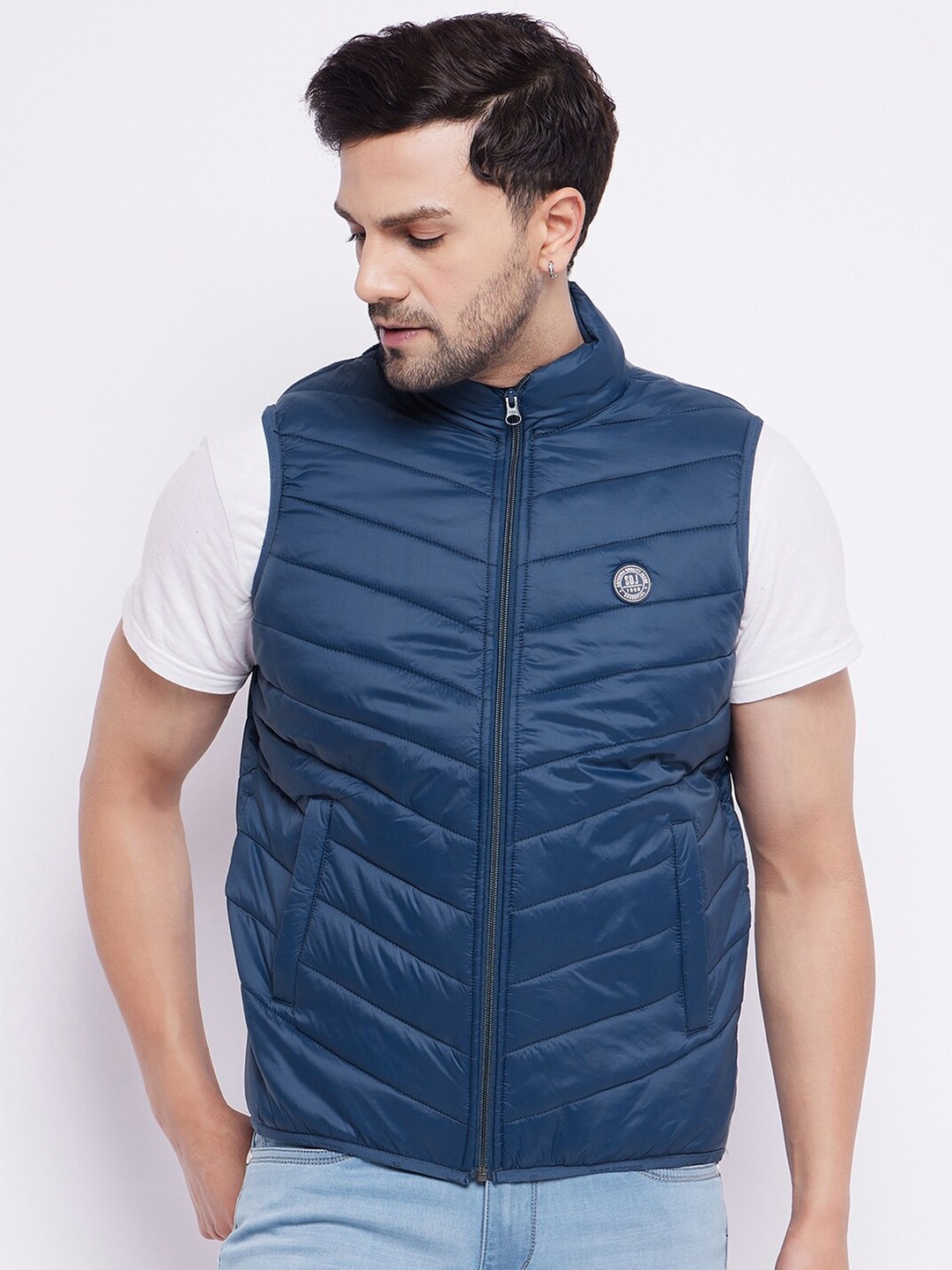 

Duke Stand Collar Padded Jacket, Navy blue