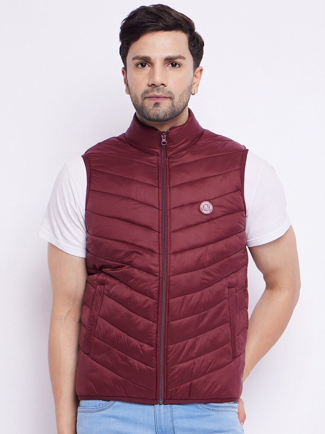 

Duke Stand Collar Padded Jacket, Maroon