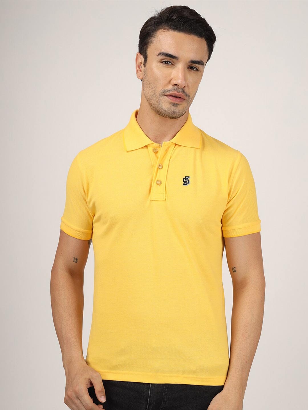 

Greylongg Polo Collar Short Sleeves T-shirt, Yellow