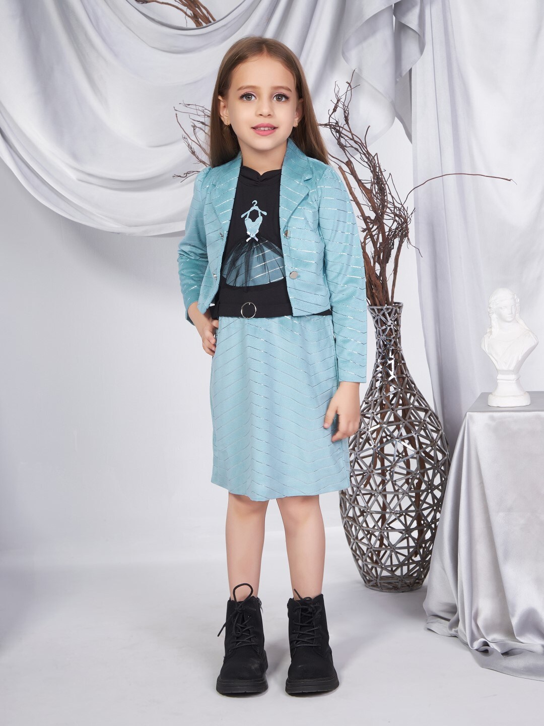 

Peppermint Girls Mandarin Collar Bodycon Dress, Blue