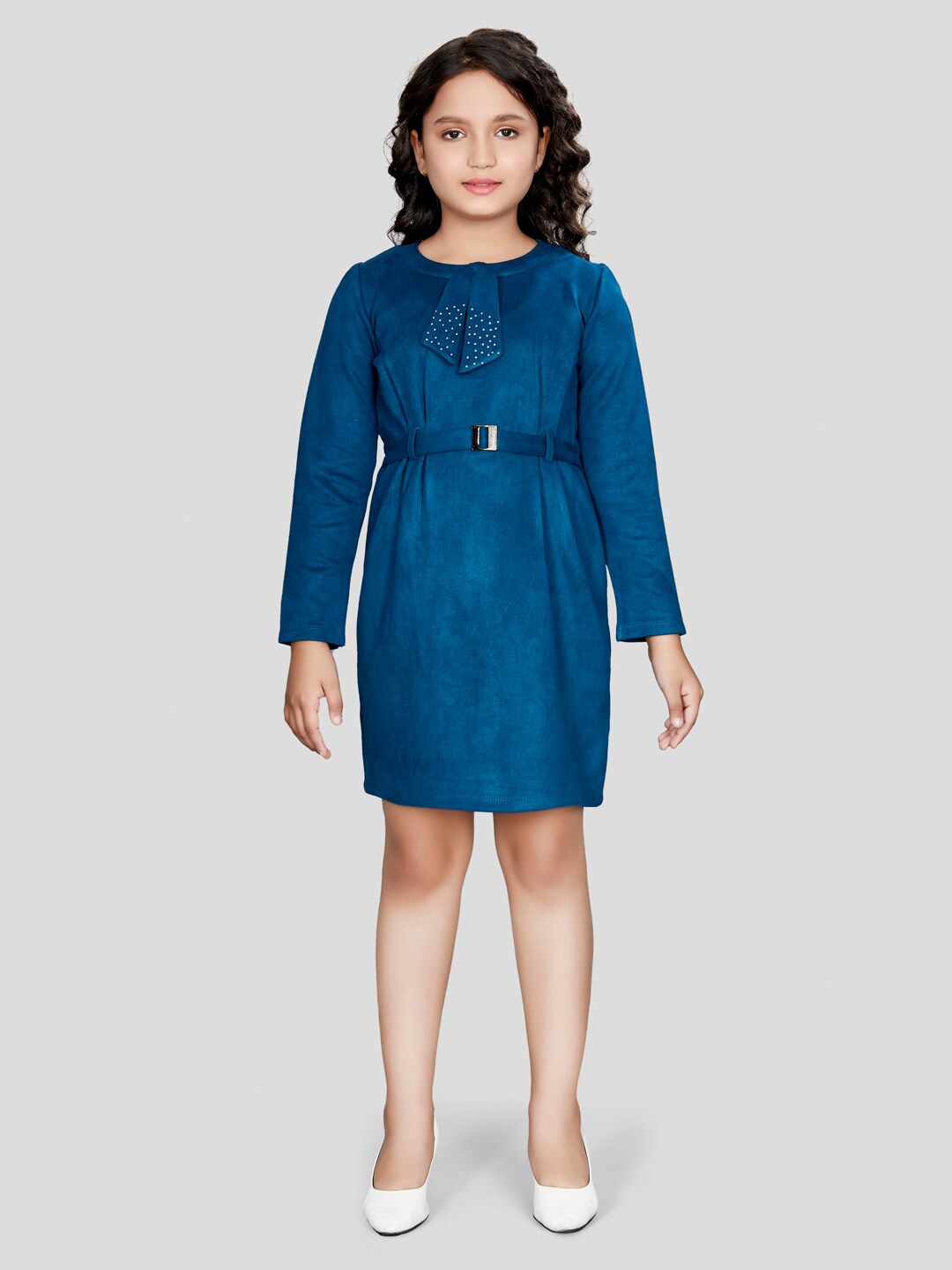 

Peppermint Girls Round Neck A-Line Dress, Teal