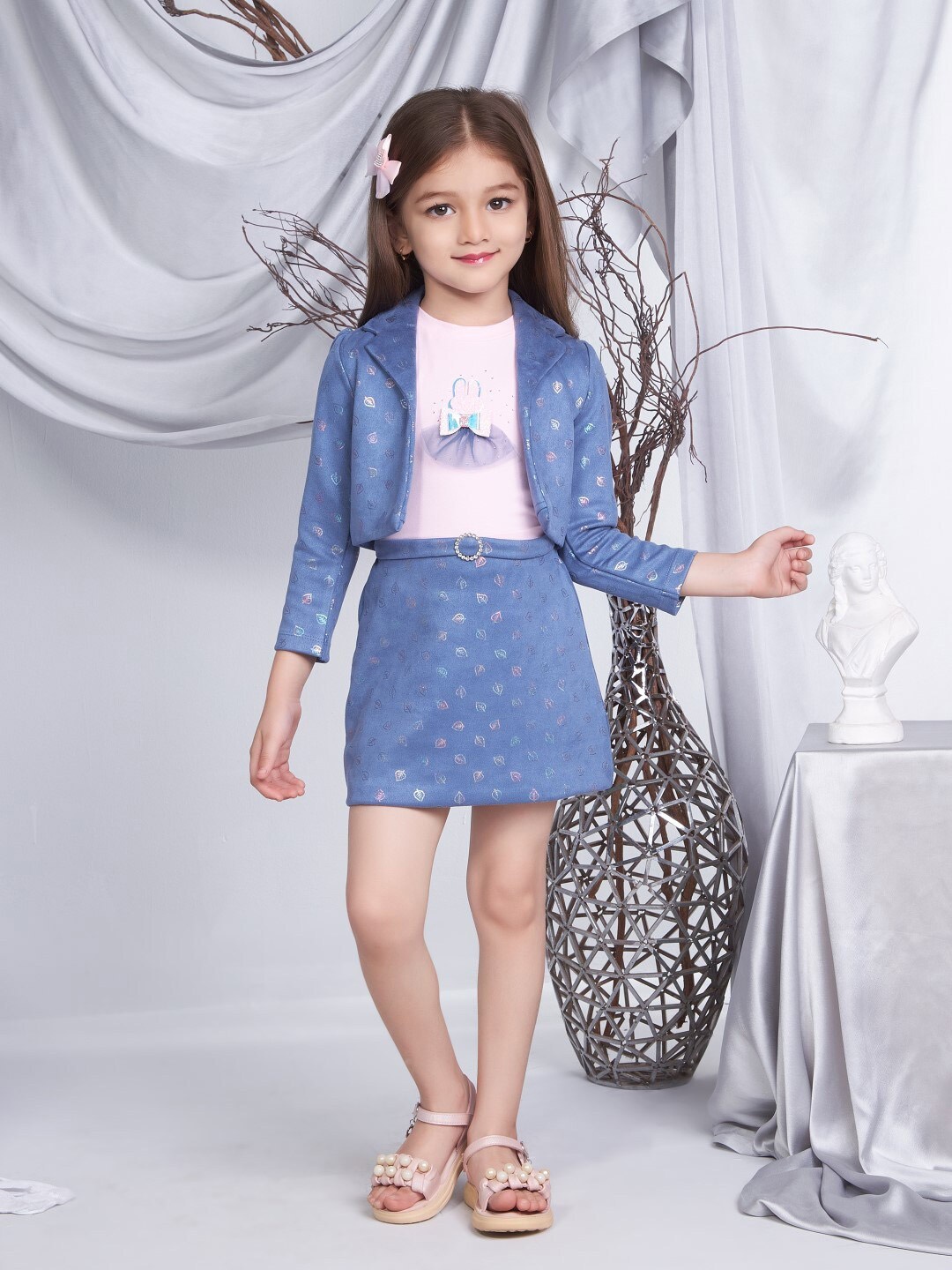 

Peppermint Girls Round Neck A-Line Dress, Blue