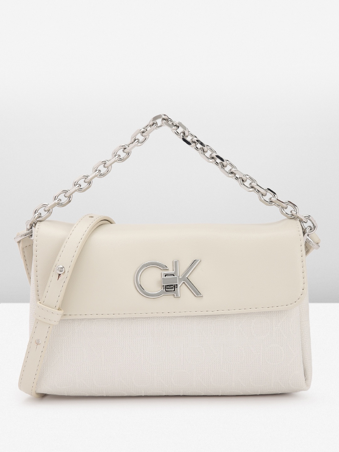 

Calvin Klein Women Brand Logo Satchel, Off white