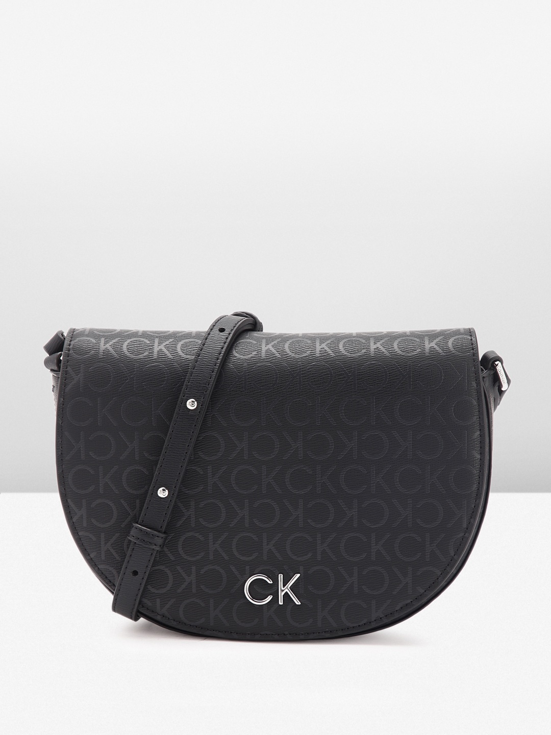 

Calvin Klein Brand Logo Printed Sling Bag, Black