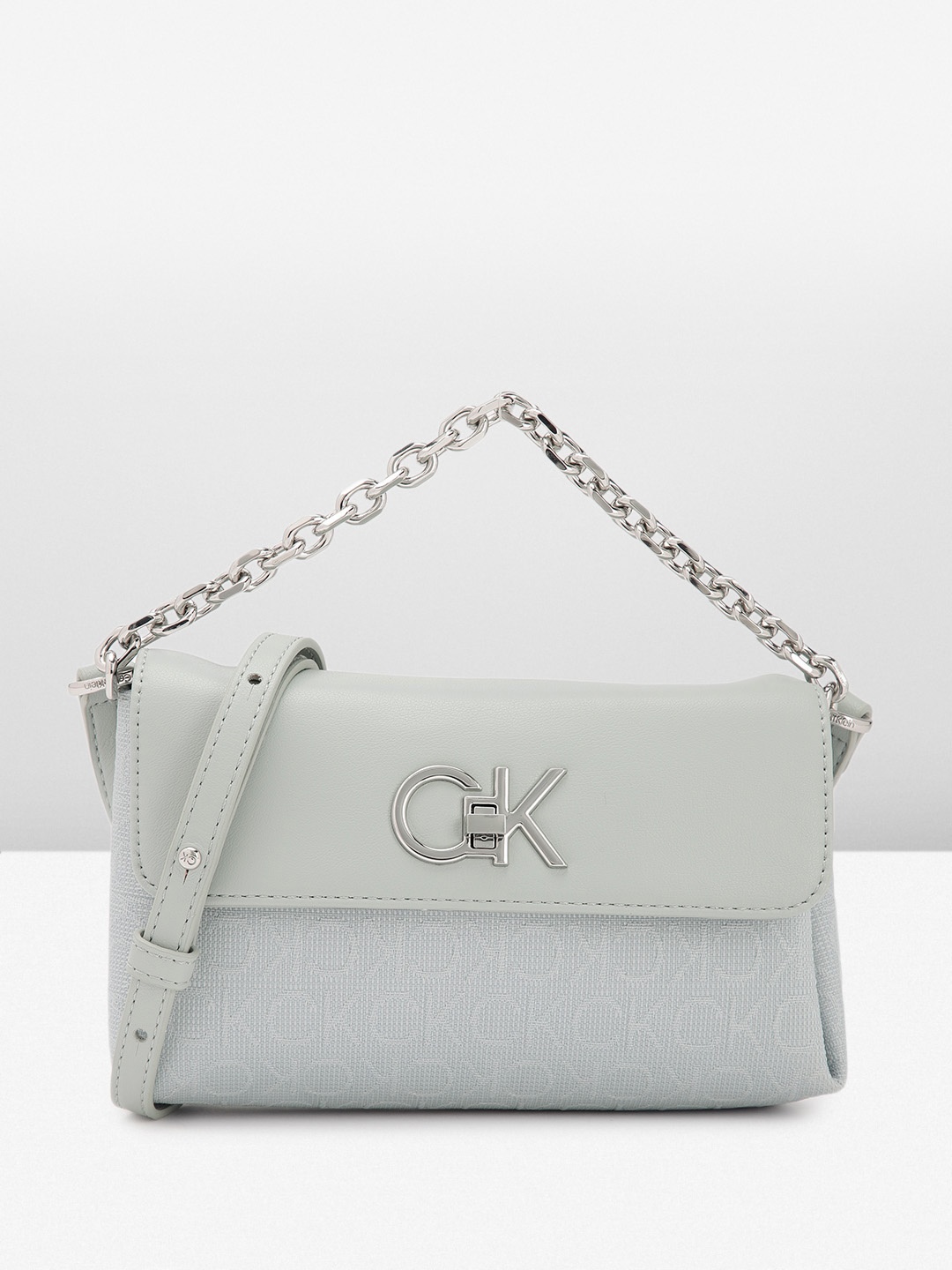 

Calvin Klein Brand Logo Printed Sling Bag, Grey