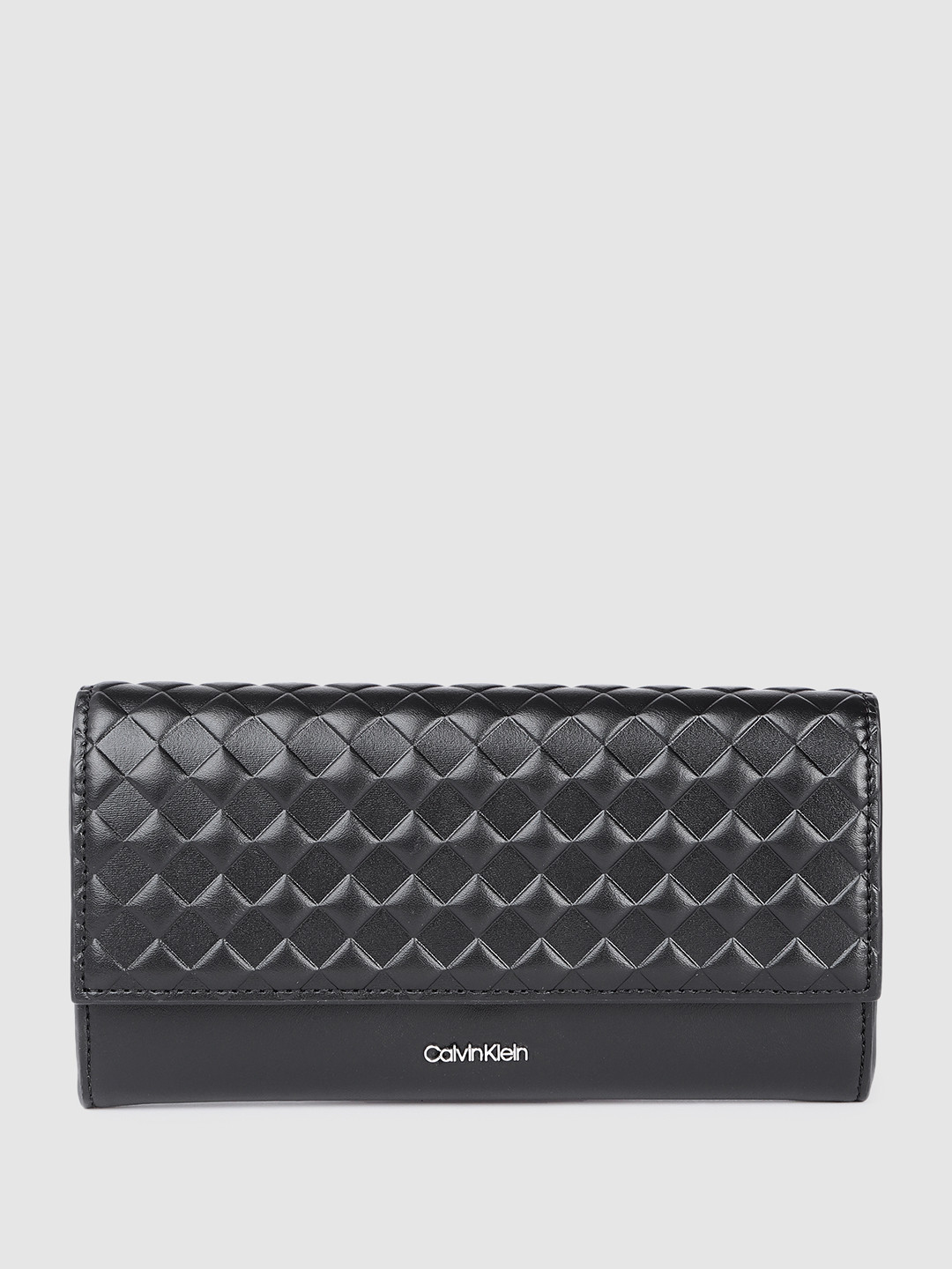 

Calvin Klein Women Geometric Quilted PU Envelope Wallet With RFID Protection, Black