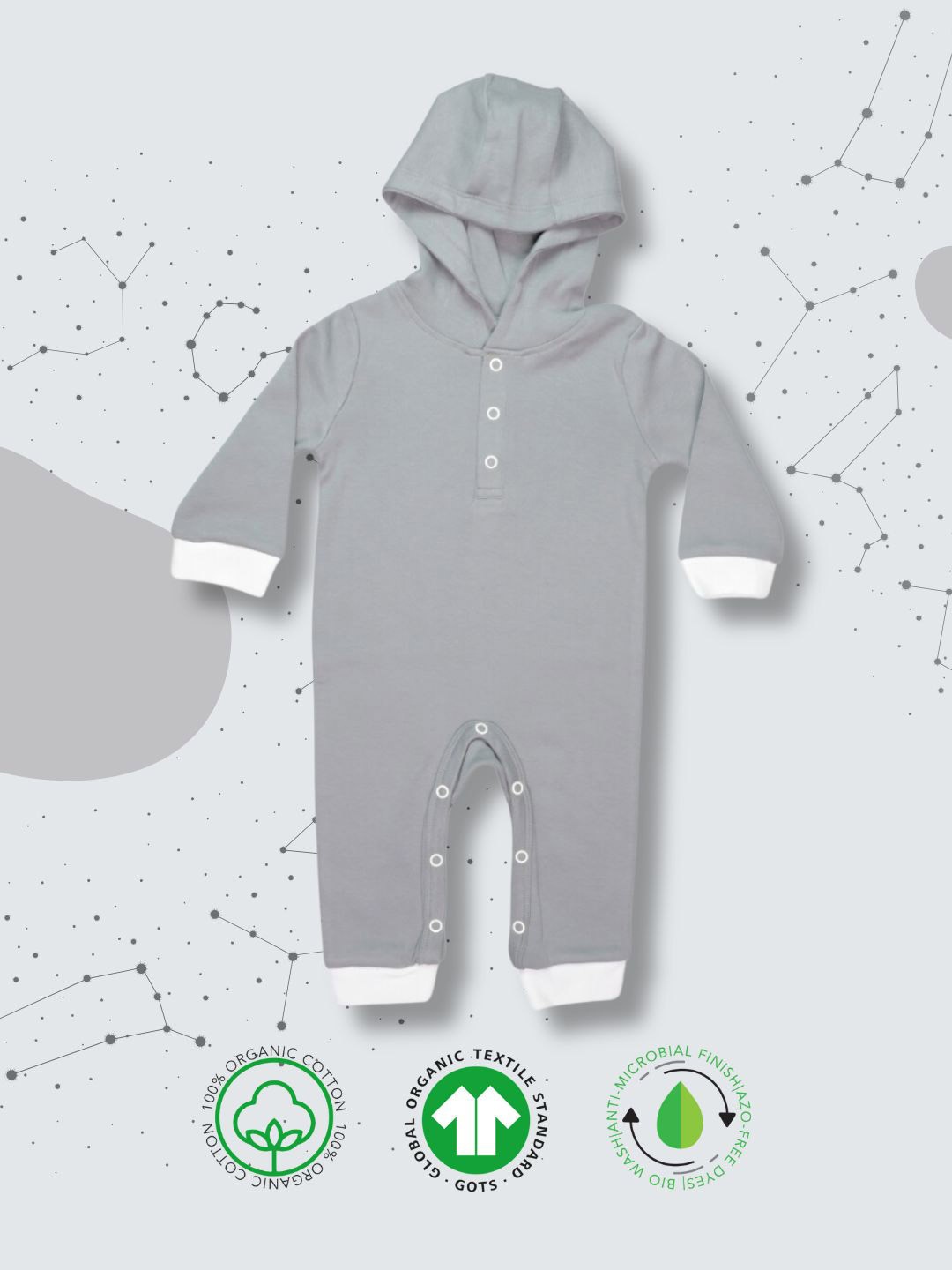 

BAESD Infants Hooded Pure Cotton Rompers, Grey