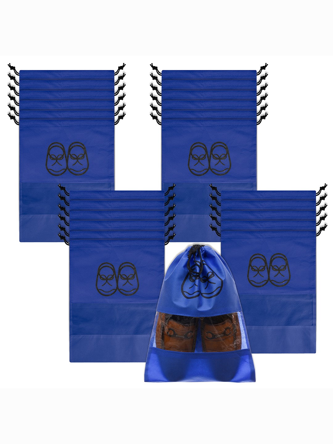 

Kuber Industries 24 Pcs Printed Waterproof Breathable Shoe Bags, Blue