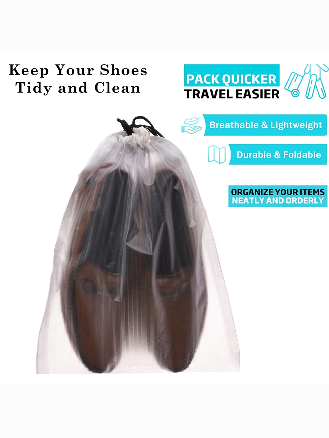 

Kuber Industries Pack of 12 Transparent Waterproof Shoe Bags with Clear Window