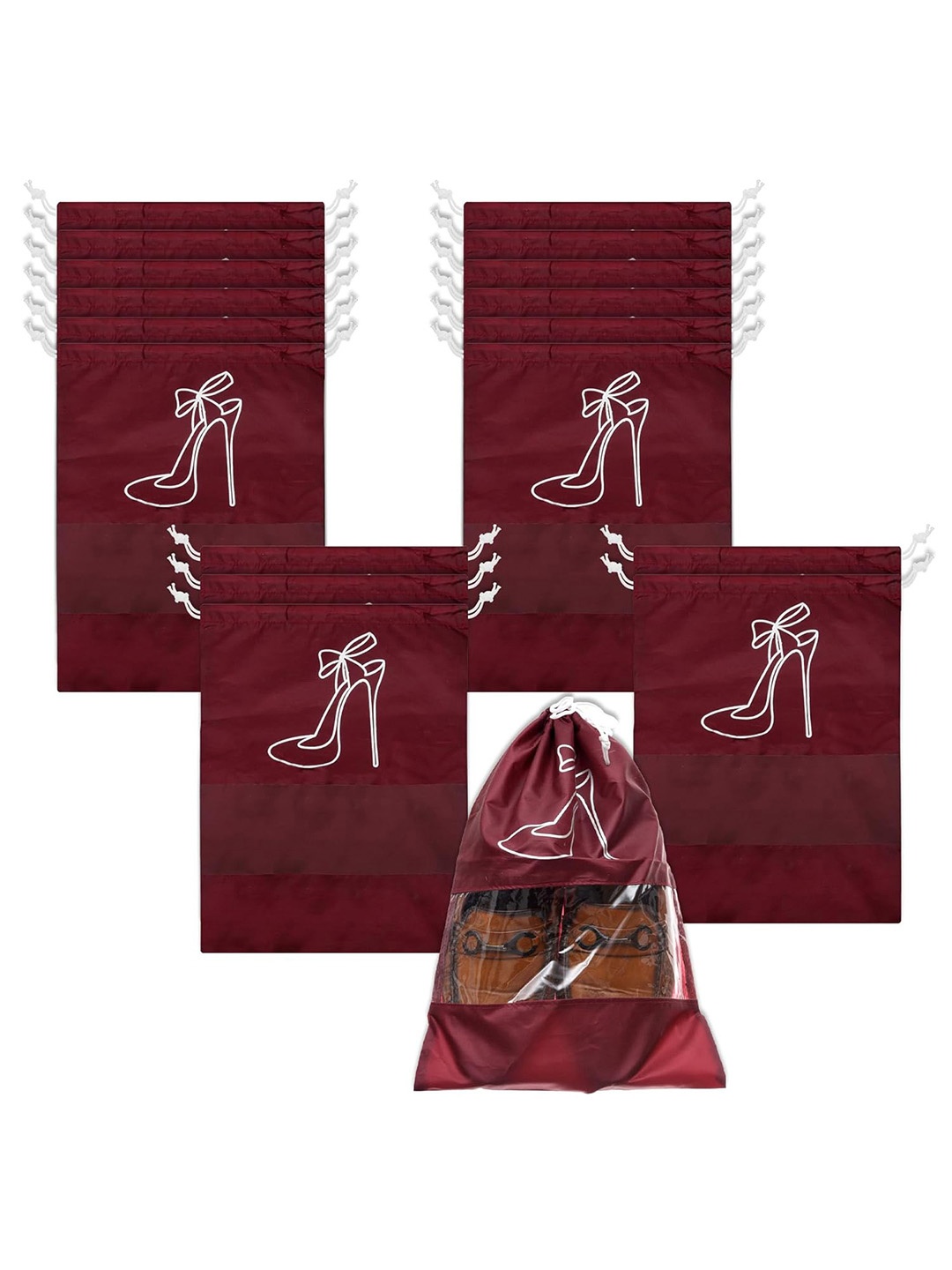 

Kuber Industries Pack of 18 Shoe Cover & Organizers, Maroon