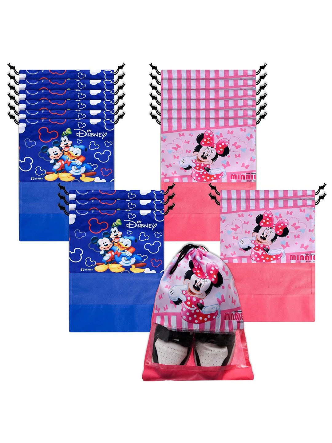 

Kuber Industries Pack of 18 Shoe Cover & Organizers, Pink