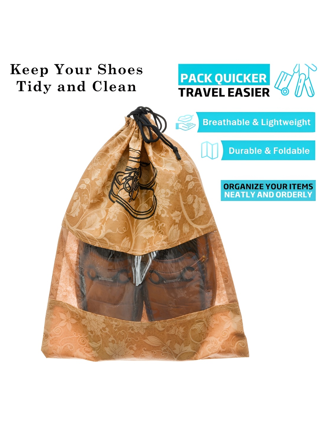 

Kuber Industries Pack of 24 Waterproof Shoe Bag, Brown