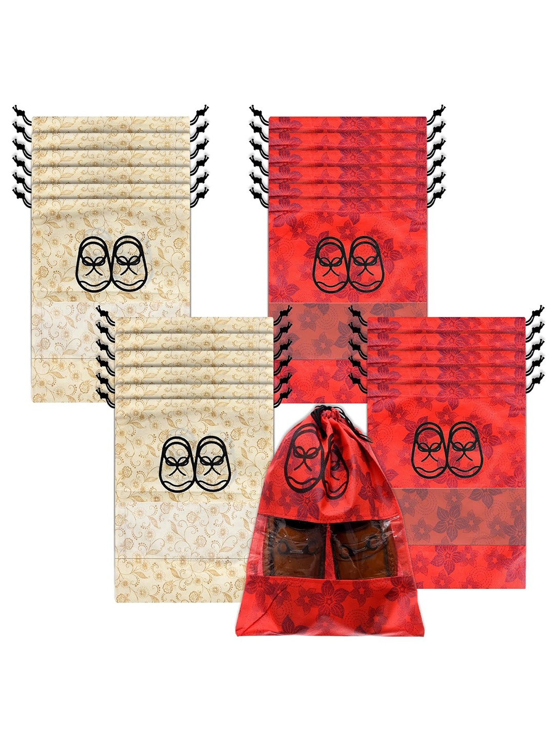 

Kuber Industries Pack of 24 Shoe Bags, Red