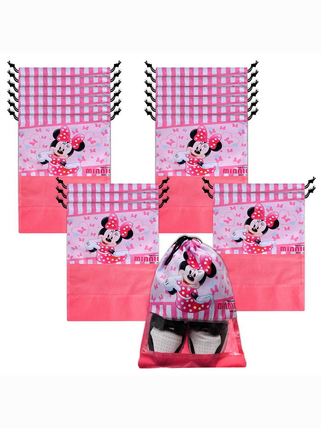 

Kuber Industries 18 Pcs Printed Waterproof Breathable Shoe Bags, Pink