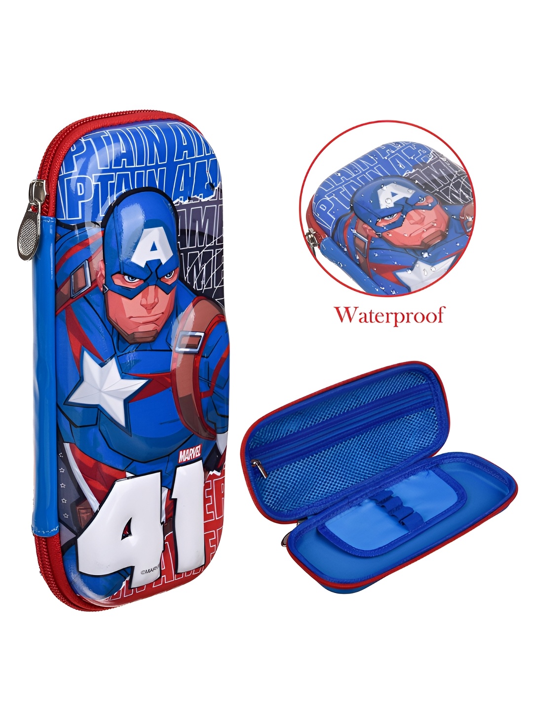 

Kuber Industries Kids Blue Captain America Printed Pencil Box