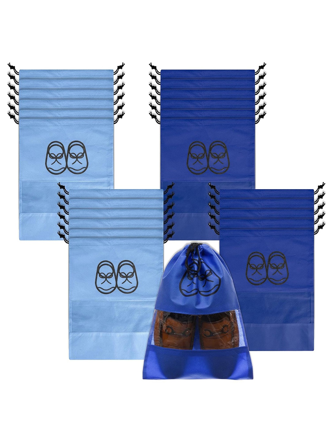 

Kuber Industries 24 Pcs Printed Waterproof Breathable Shoe Bags, Navy blue