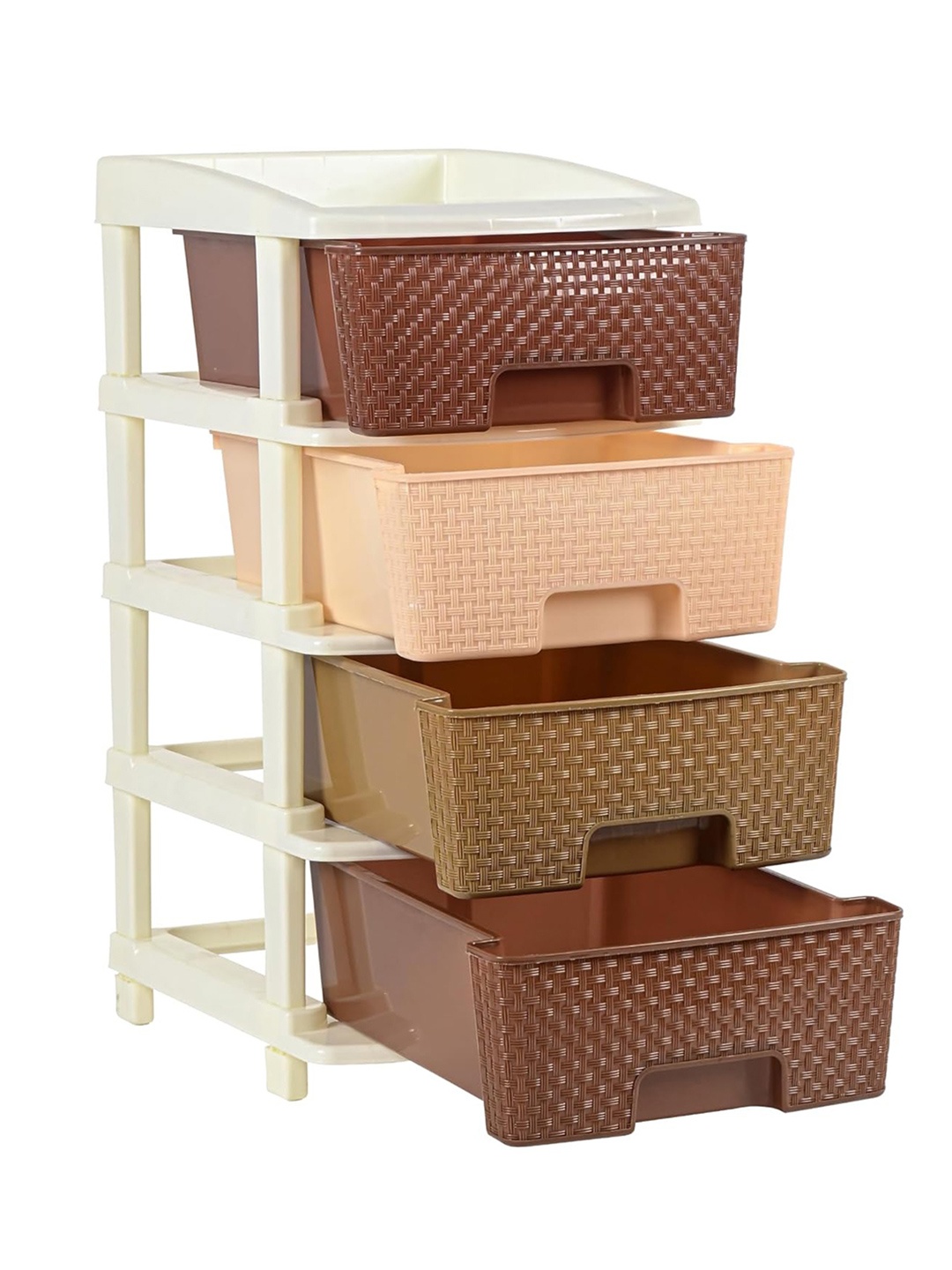 

Kuber Industries Beige & Brown 4 Tier Drawer Rack Organisers