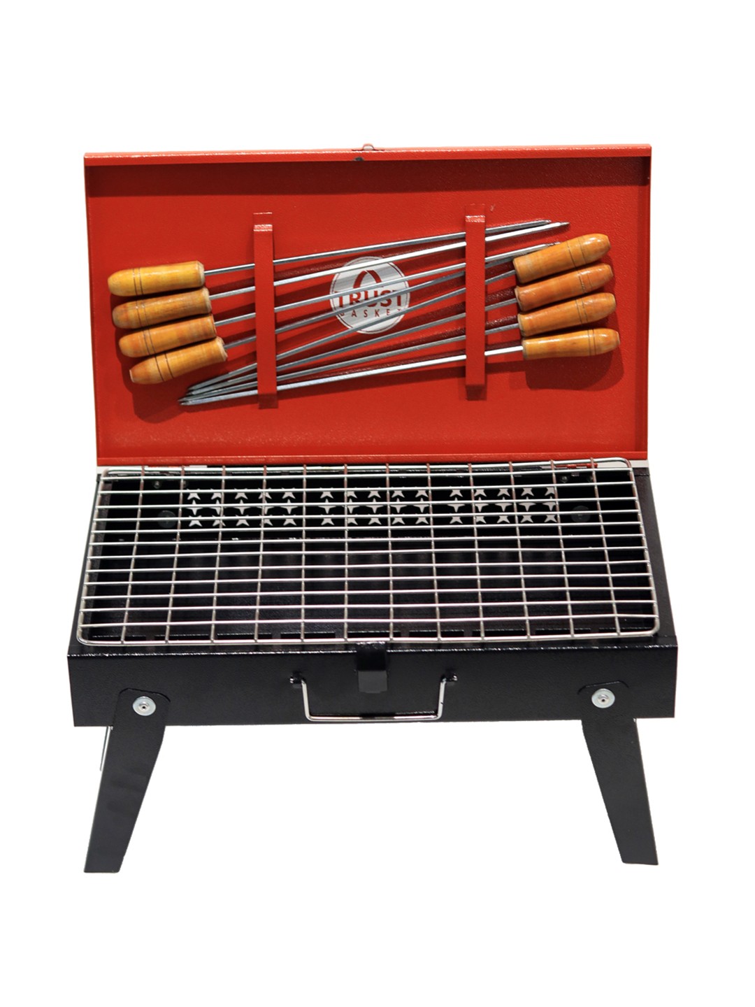 

TRUSTBASKET Black 9 Pieces Barbeque Grill Skewers With Tray