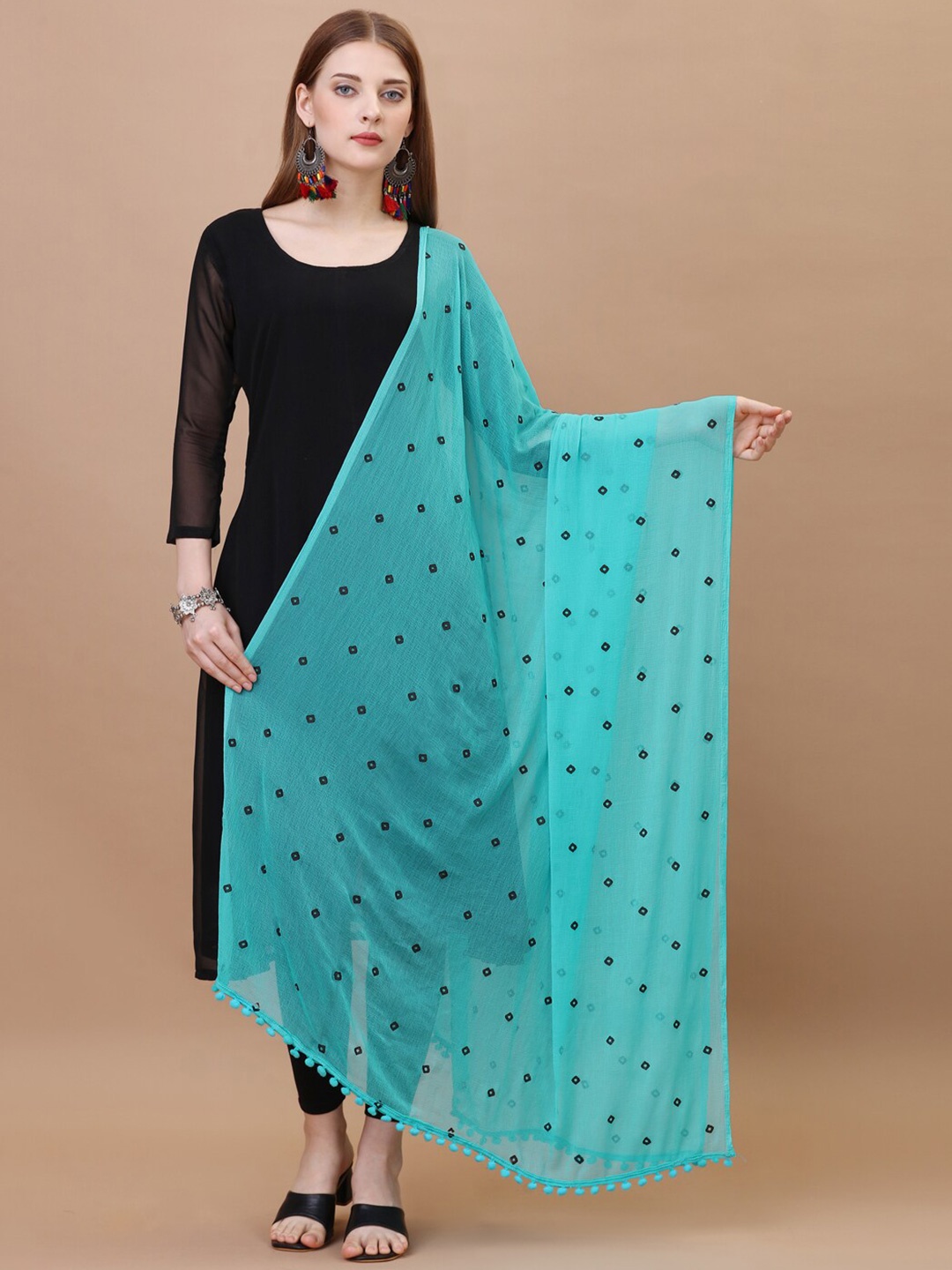 

CANIZZARO Bandhani Printed Dupatta, Blue