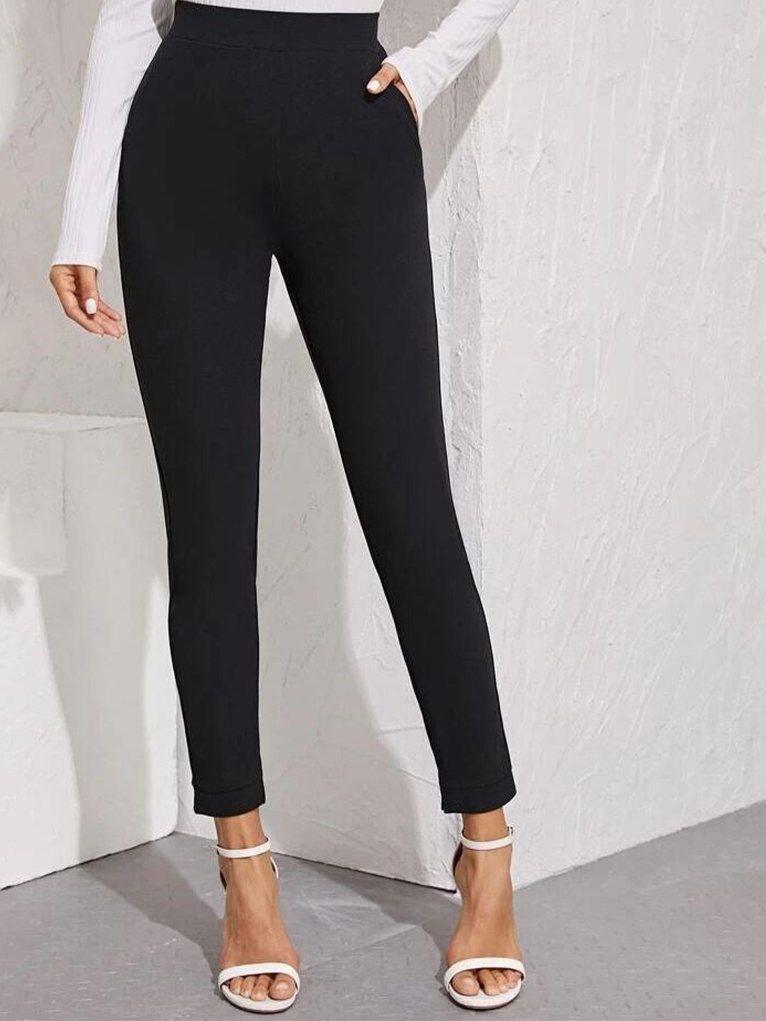 

Visit Wear Women High-Rise Regular Trousers, Black