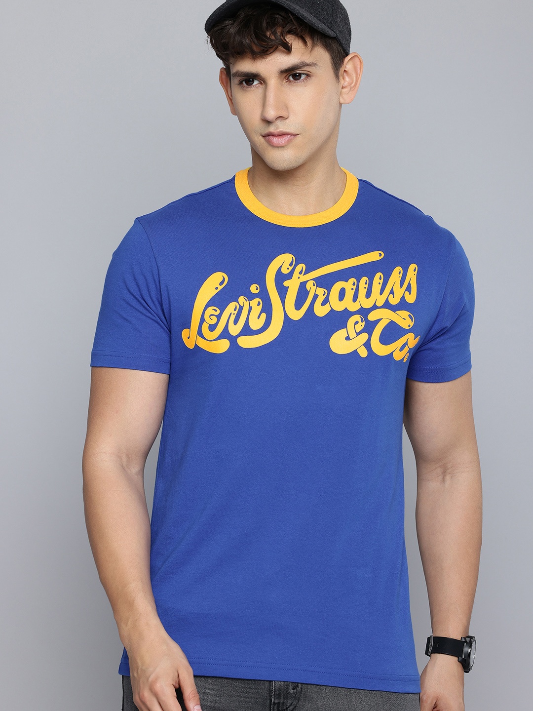 

Levis Brand Logo Printed Pure Cotton T-shirt, Blue