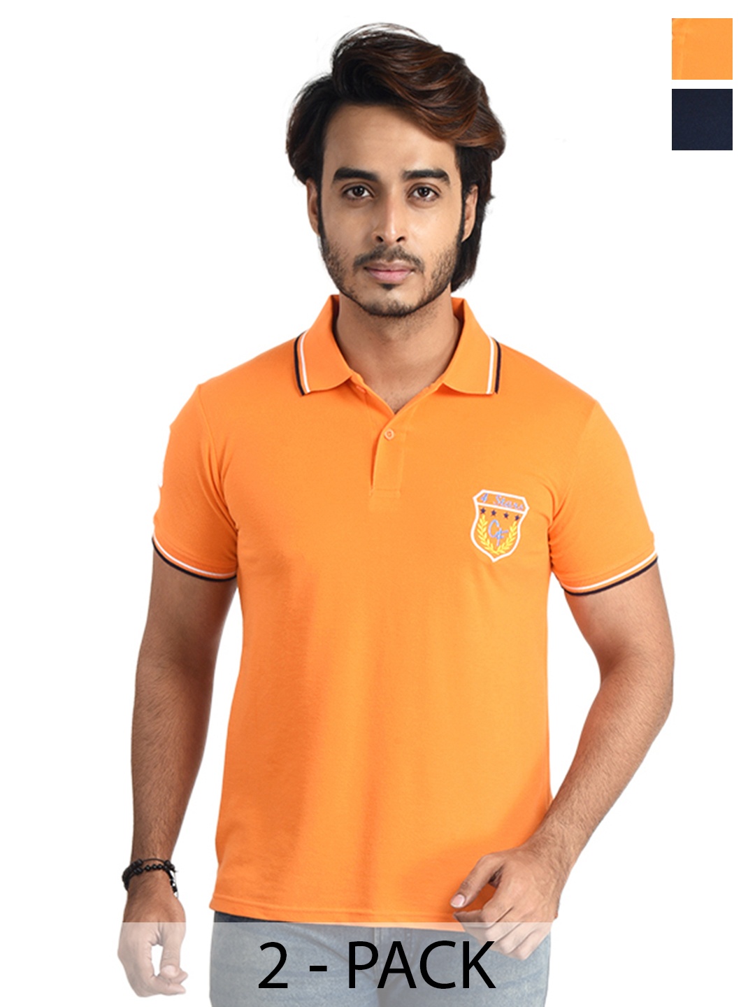 

Clothe Funn Pack Of 2 Polo Collar T-shirt, Multi
