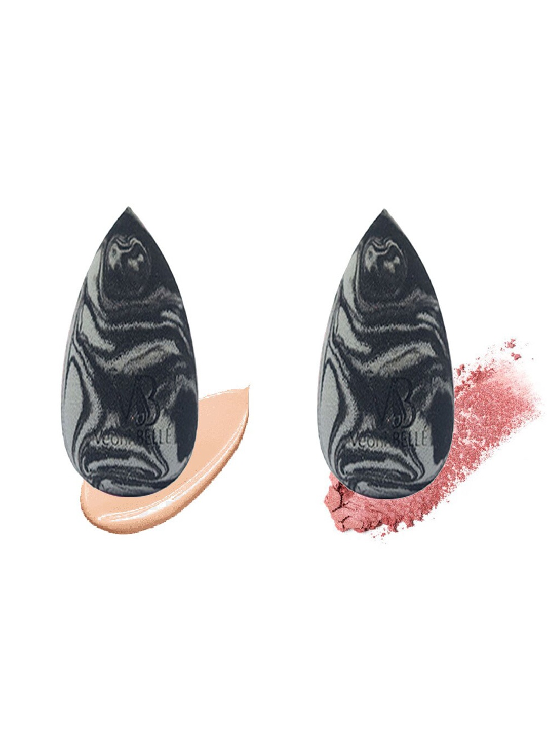 

Veoni BELLE Set of 2 Super Soft Latex Free Marble Makeup Beauty Blender - Black