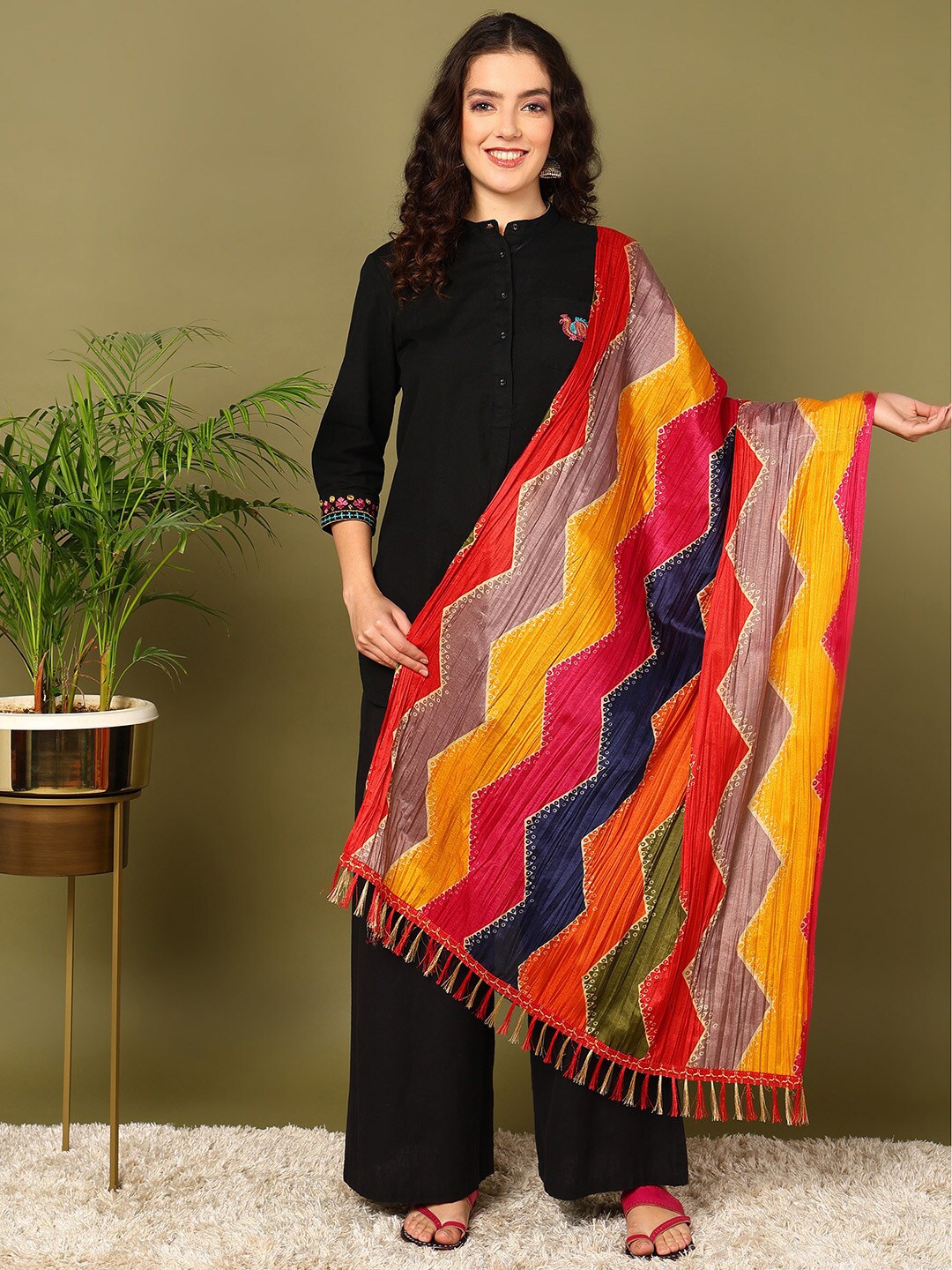 

mokshi Ethnic Motifs Printed Dupatta, Blue