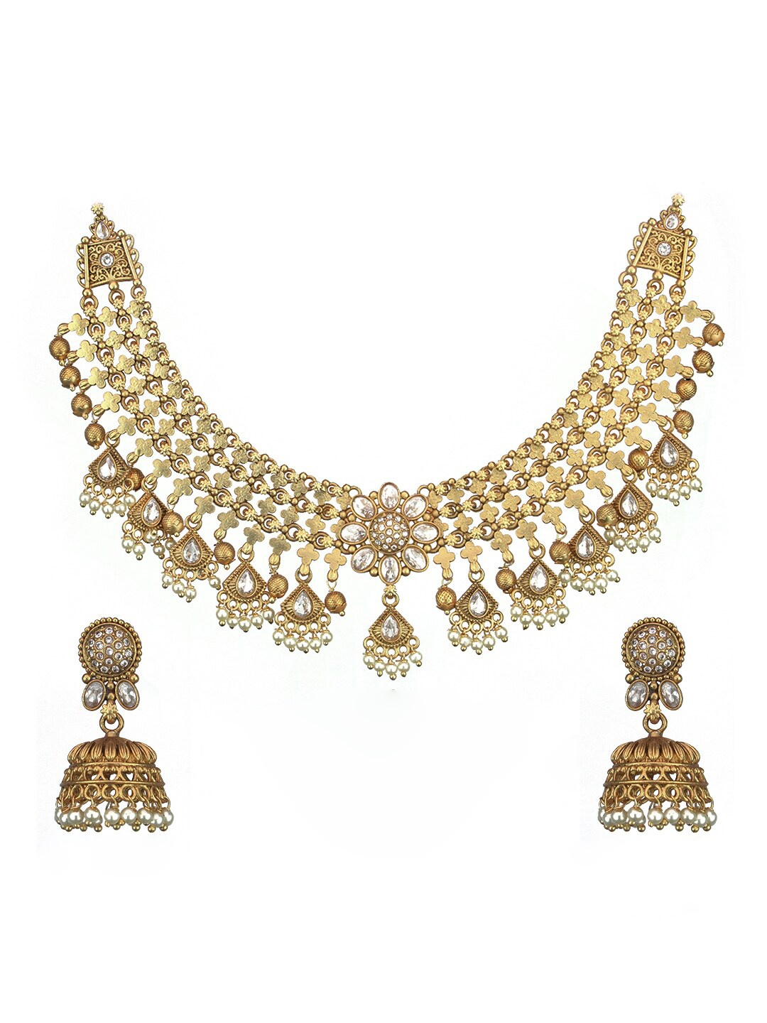 

Diksha collection Gold-plated Stone-Studded Jewellery Set