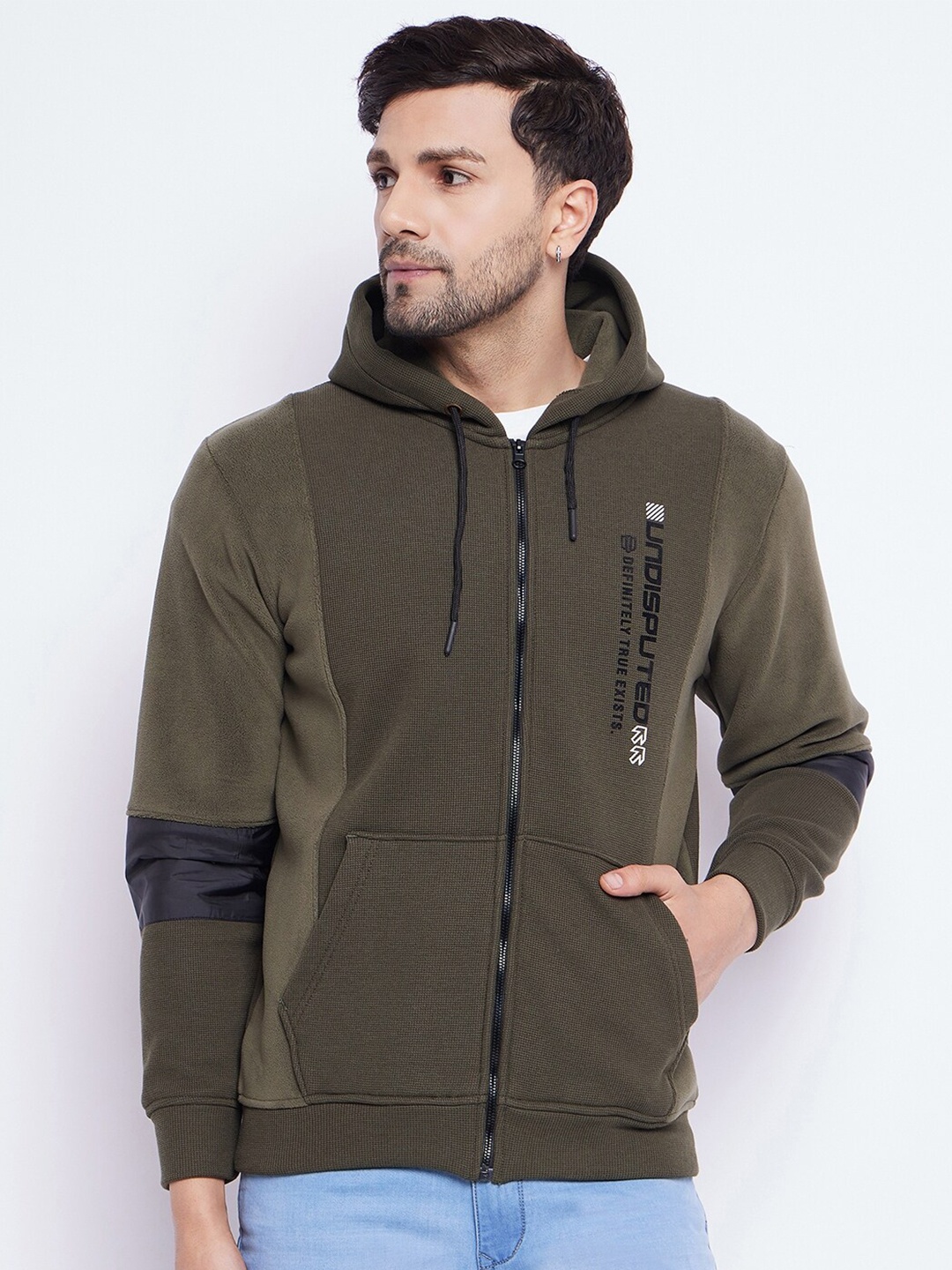 

Duke Typography Printed Hooded Cotton Front-Open Sweatshirt, Olive