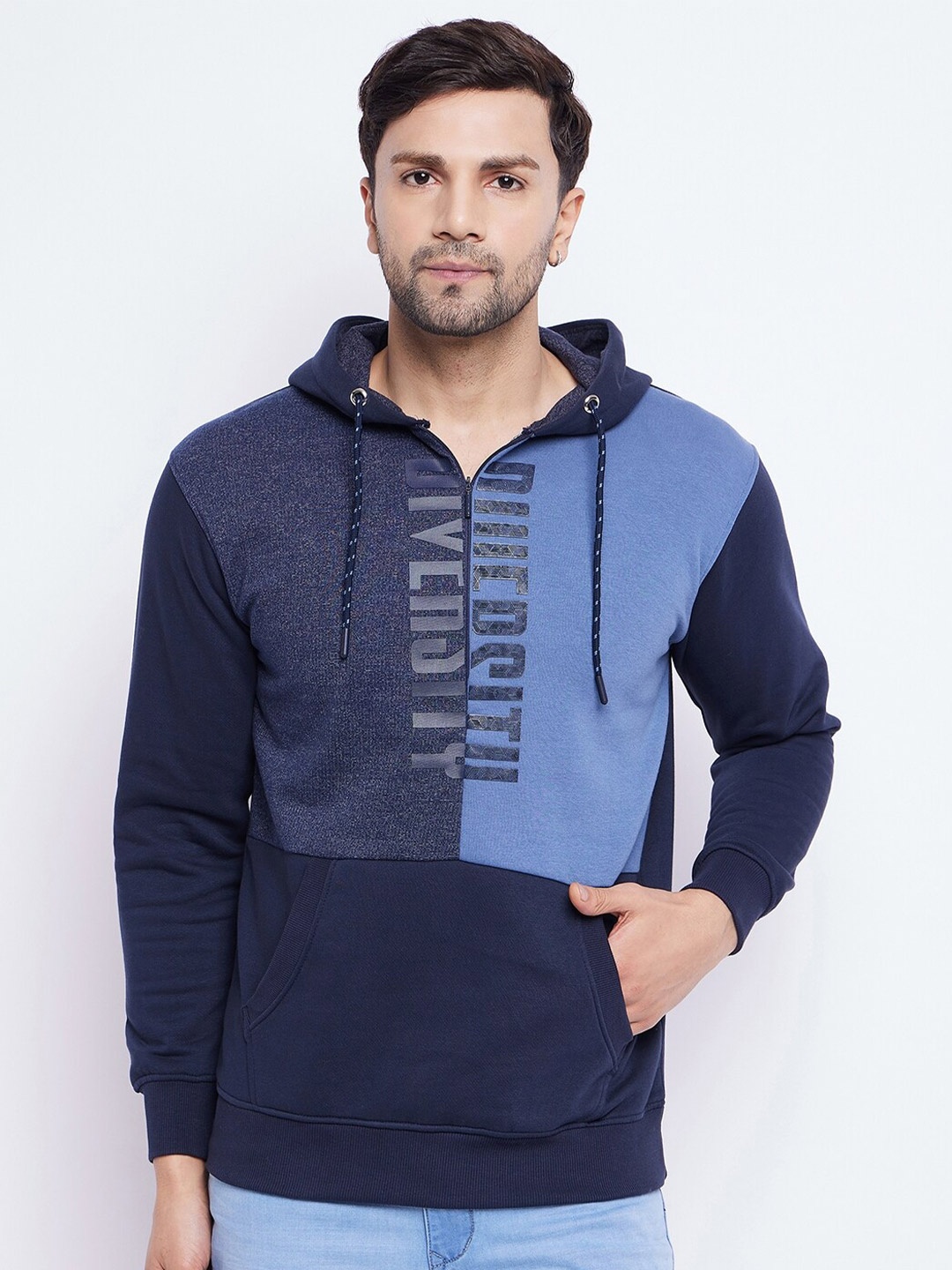 

Duke Typography Printed Hooded Cotton Pullover, Navy blue