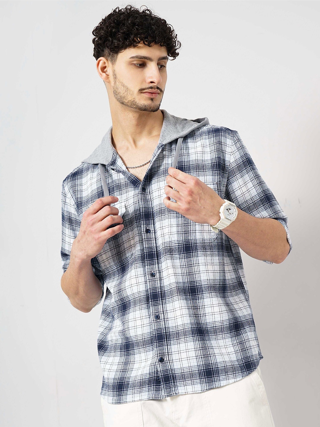 

Celio Men Classic Opaque Checked Cotton Casual Shirt, Blue