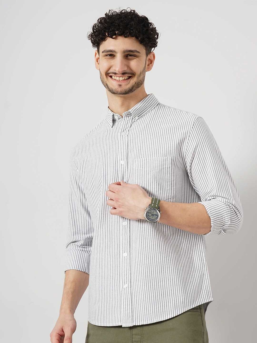 

Celio Classic Opaque Striped Cotton Casual Shirt, Black