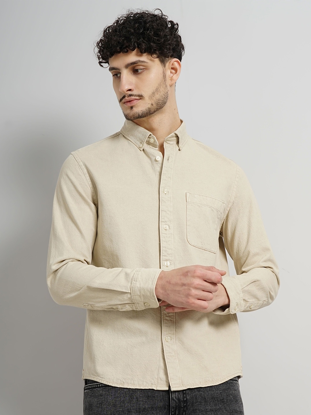 

Celio Classic Opaque Casual Shirt, Beige