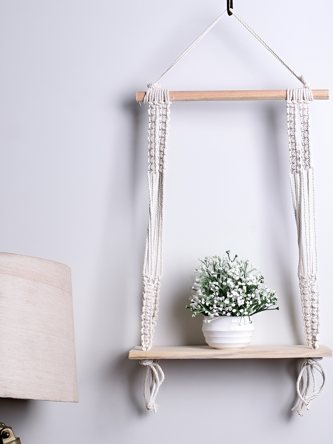 

Akaar White & Beige MDF Wall Shelf