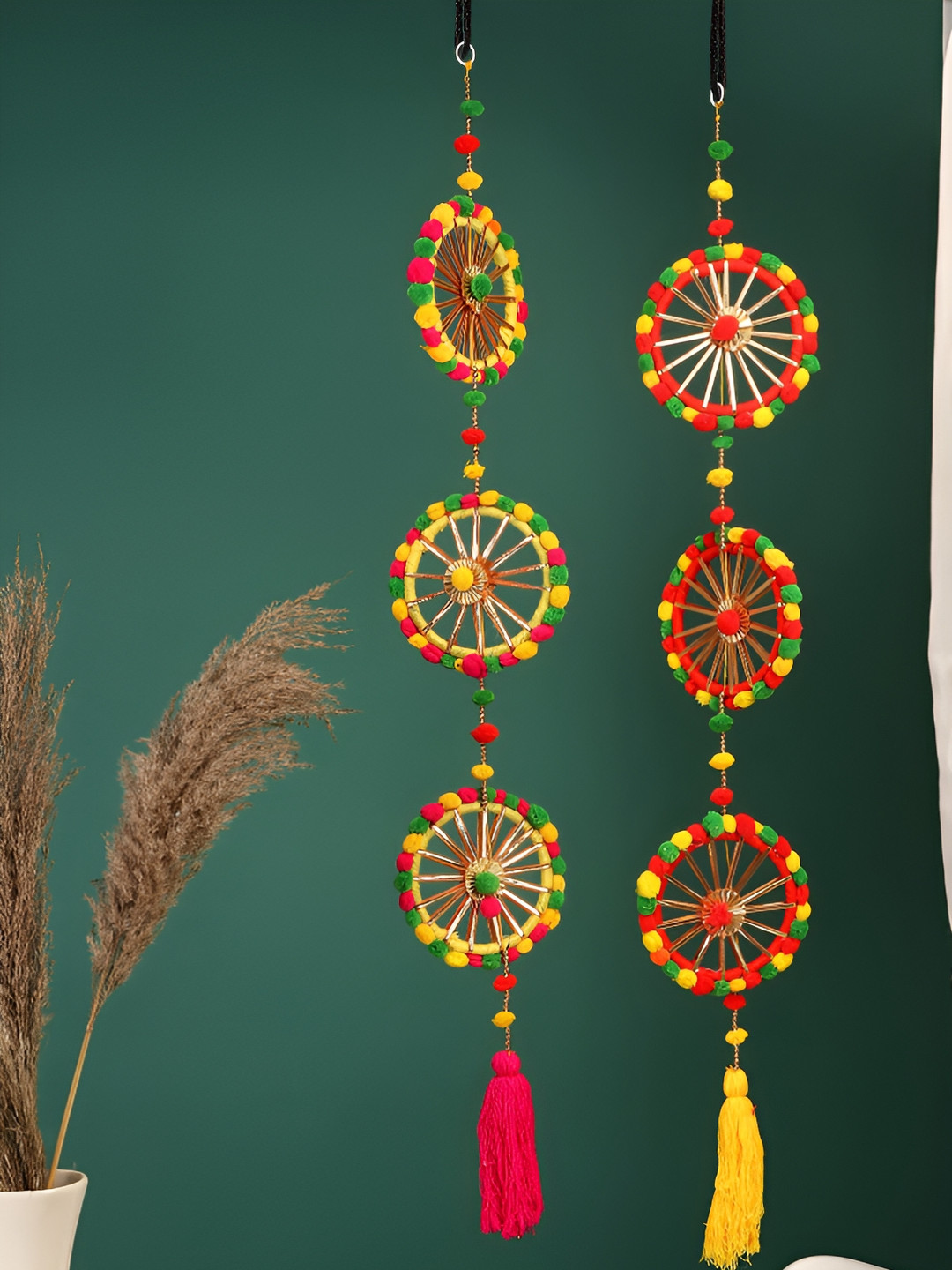 

Akaar Yellow & Red 2 Pieces Textured Fabric Hangings Wall Decor