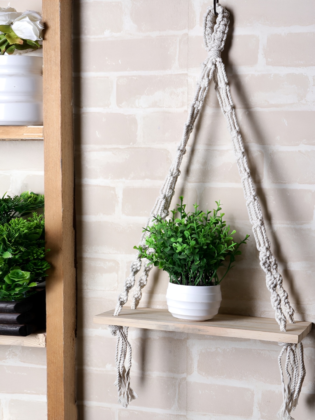 

Akaar White & Beige MDF Wall Shelf