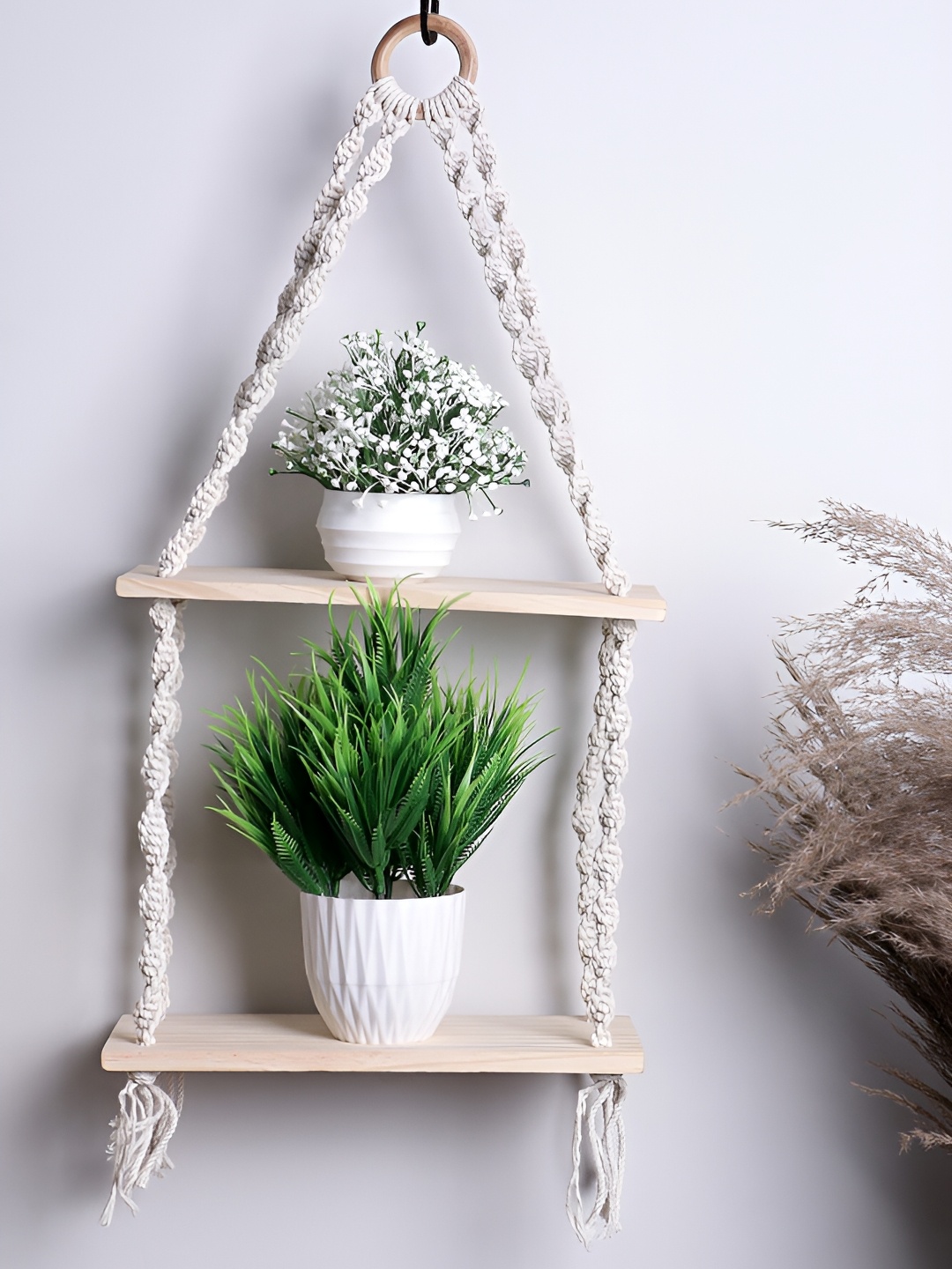 

Akaar White & Beige MDF Wall Shelf