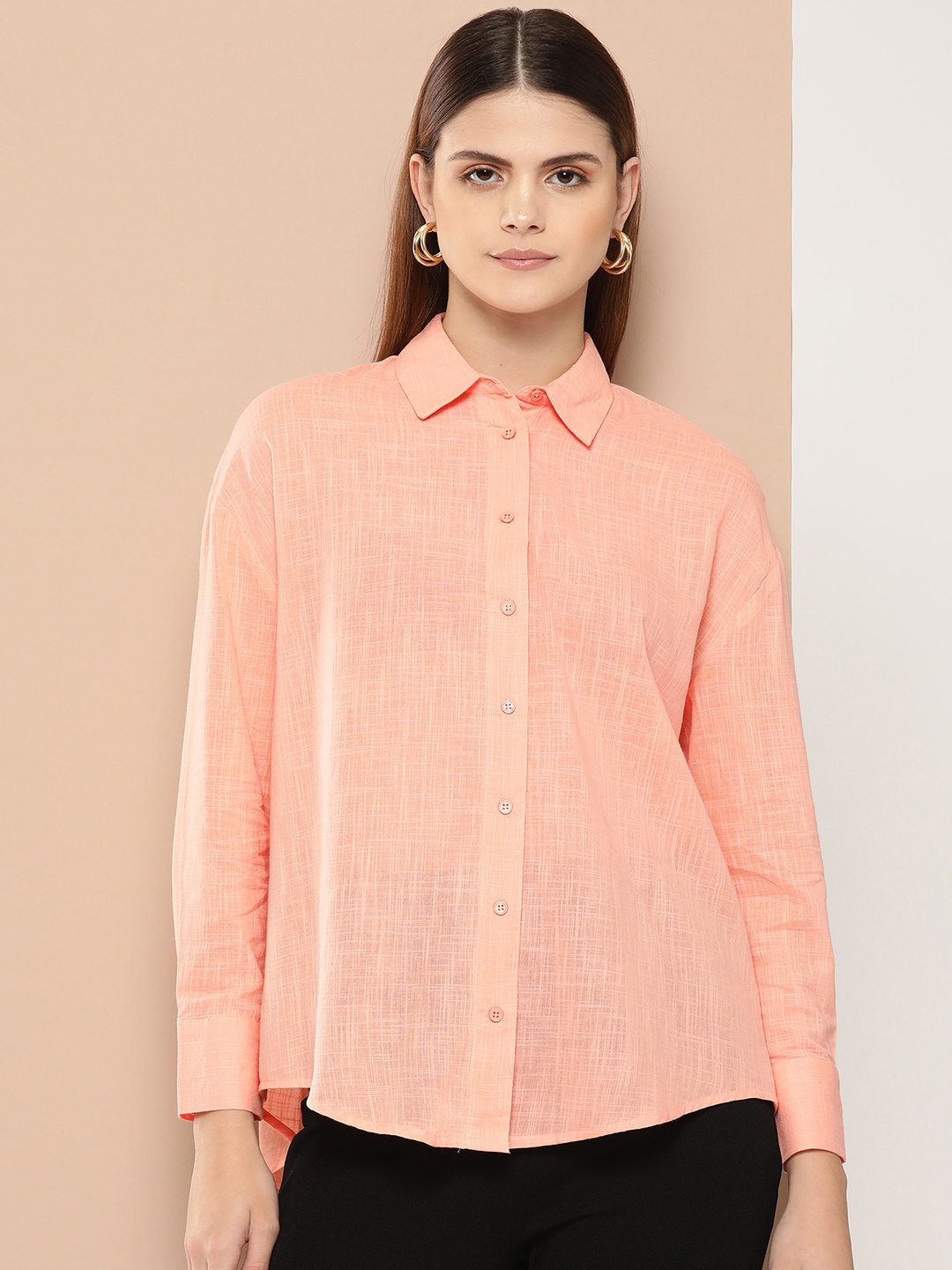 

INVICTUS Opaque Pure Cotton Formal Shirt, Peach
