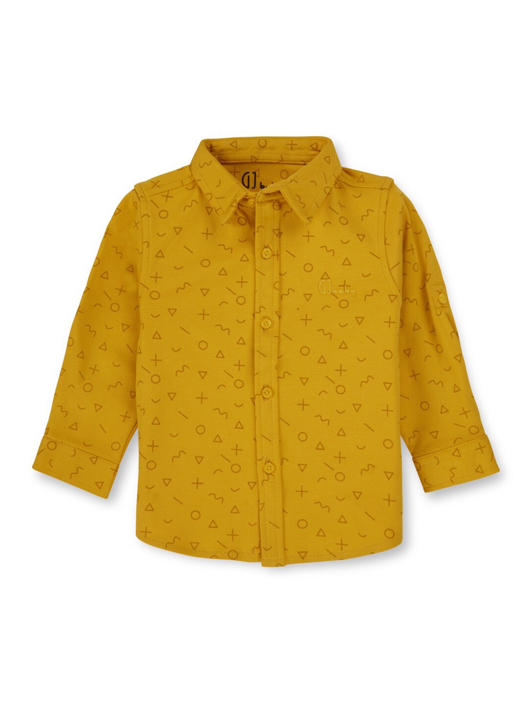 

GJ baby Boys Classic Abstract Printed Spread Collar Full Sleeves Shirt, Yellow