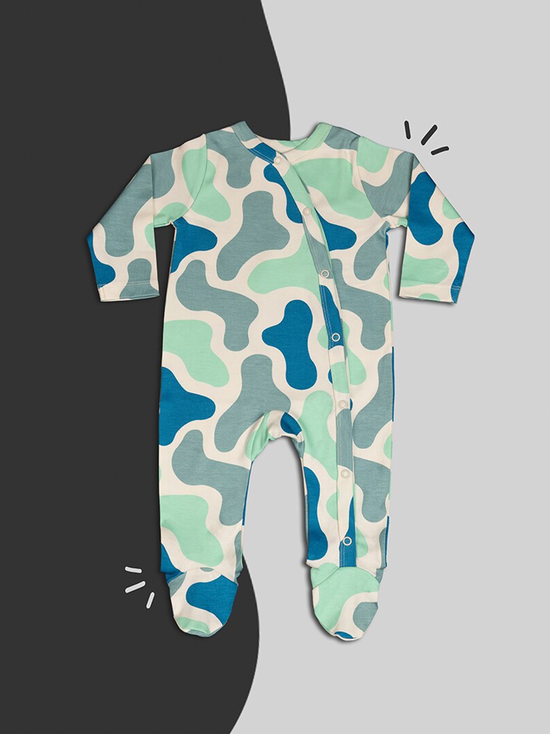 

BAESD Infants Printed Pure Cotton Sleepsuit, Green