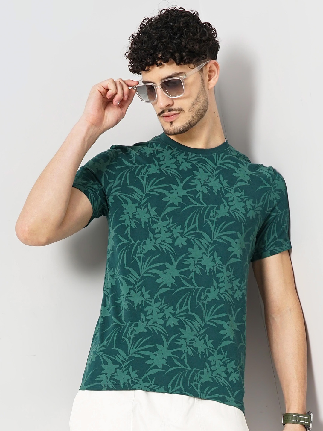 

Celio Printed Regular Fit Cotton T-shirt, Green