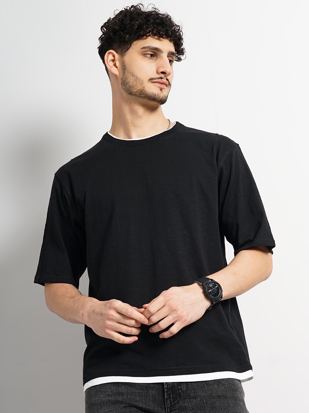 

Celio Solid Regular Fit Cotton T-Shirt, Black