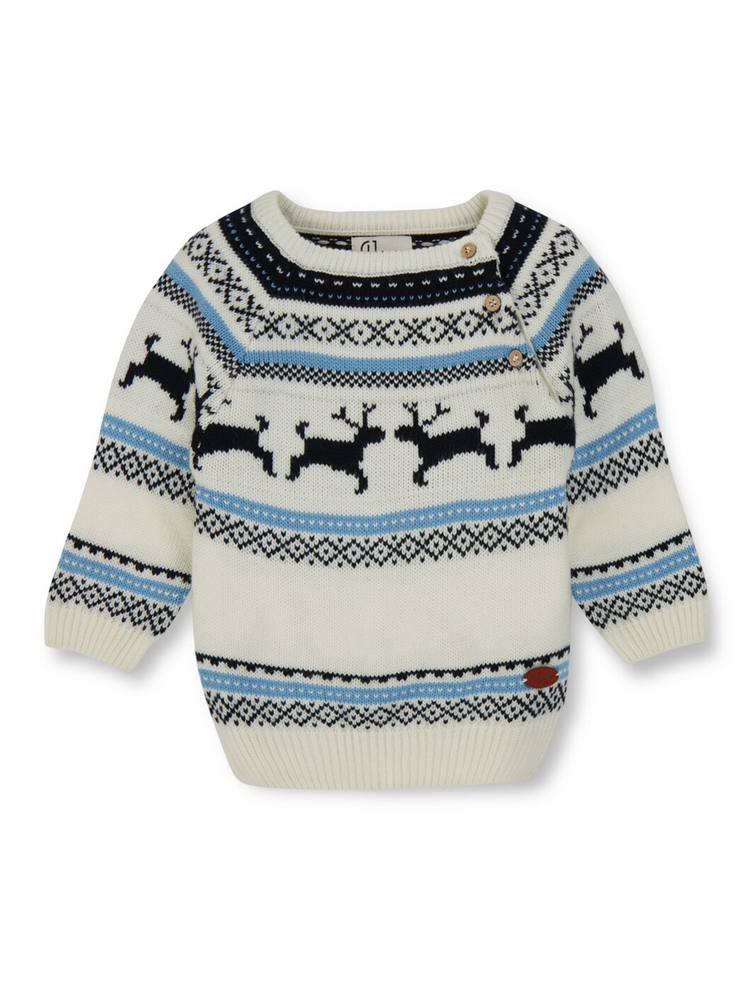 

GJ baby Boys Fair Isle Self Design Woollen Pullover, White