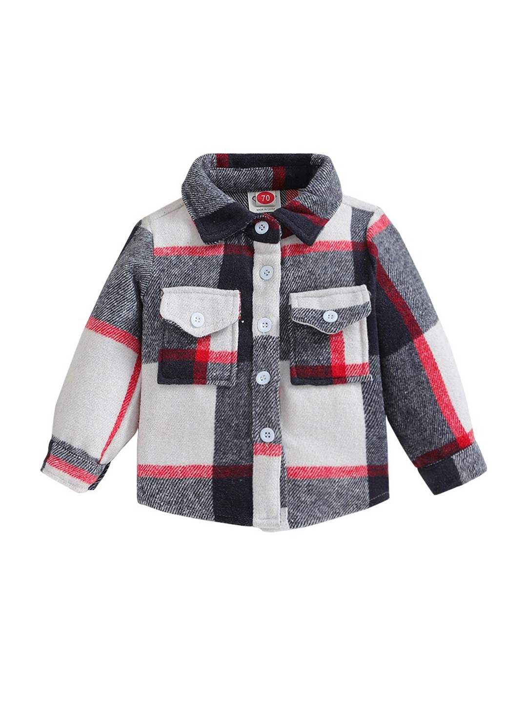 

StyleCast Boys Black Spread Collar Checked Cotton Shacket