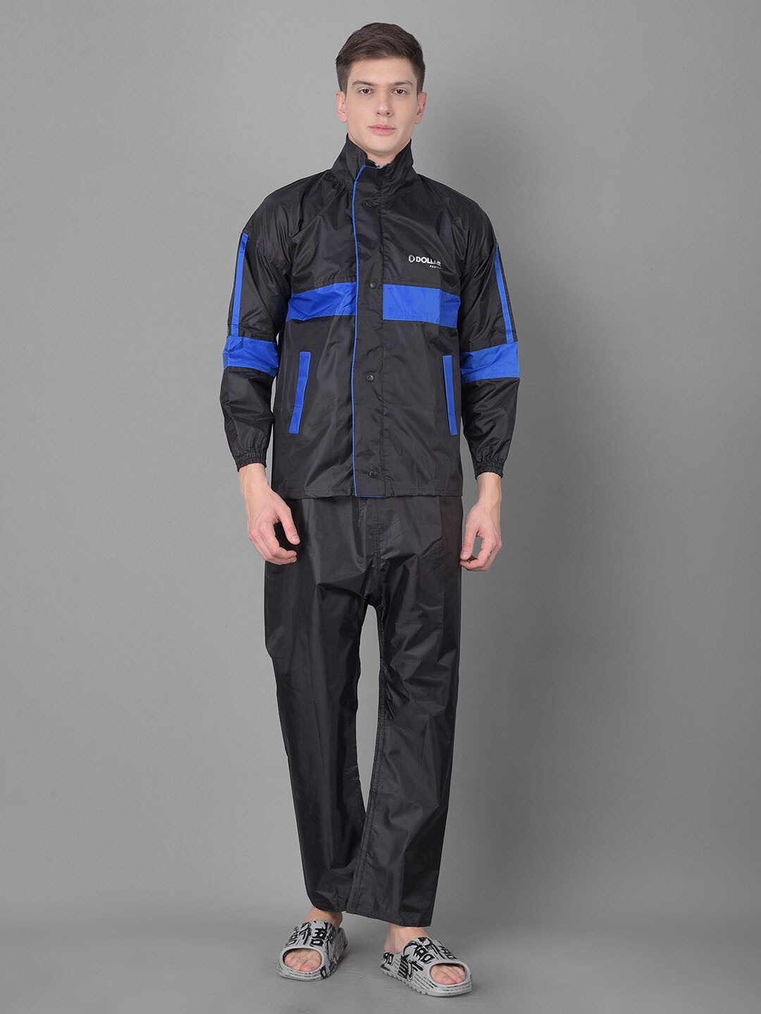 

Dollar Colourblocked Hooded Rain Jacket, Black