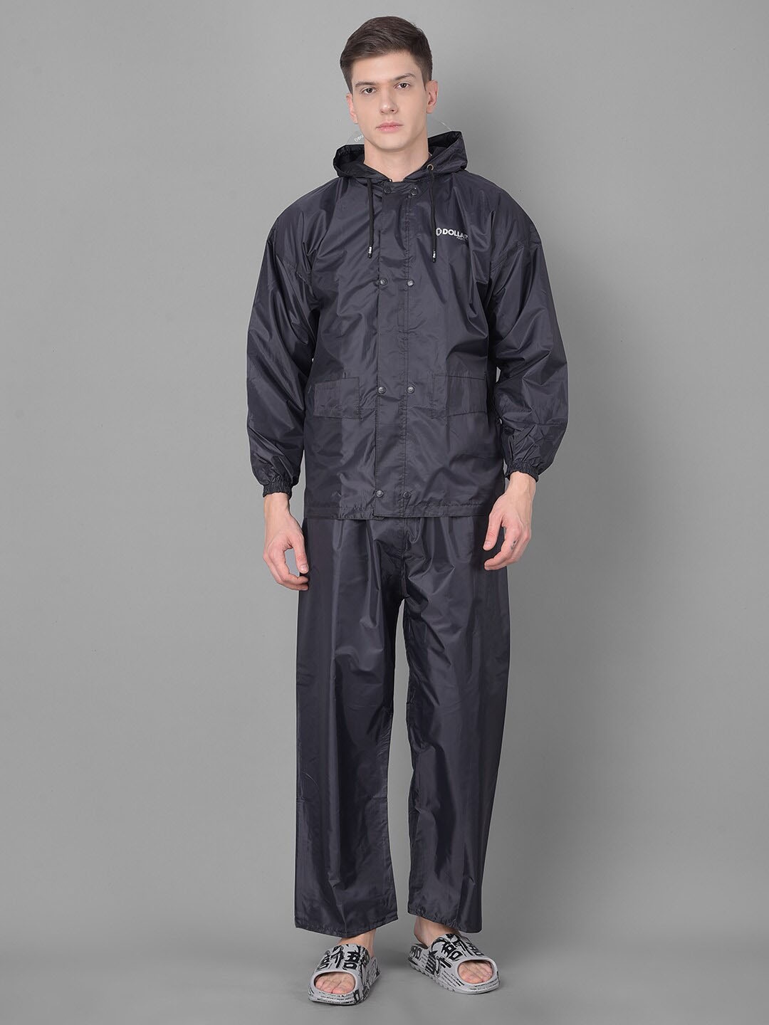 

Dollar Adjustable Hood Reversible Rain Jacket, Black