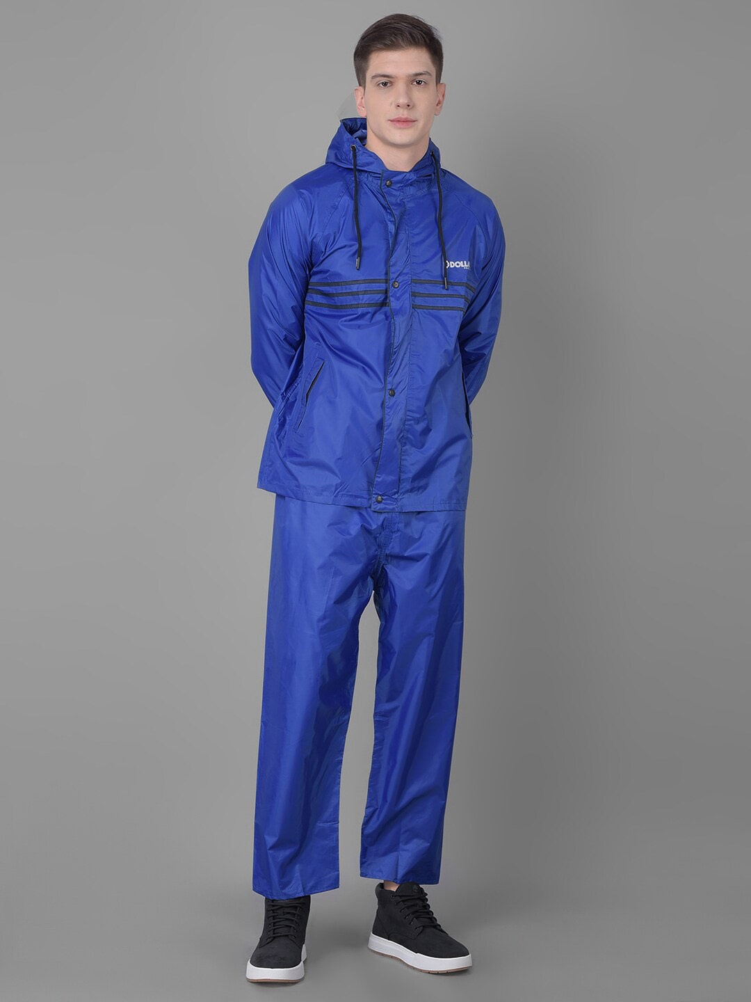 

Dollar Hooded Full Sleeve Rain Jacket, Blue