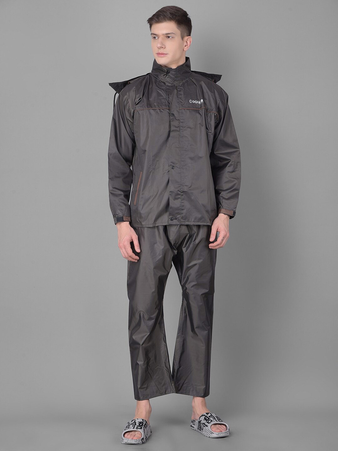 

Dollar Adjustable Hooded Rain Jacket, Grey