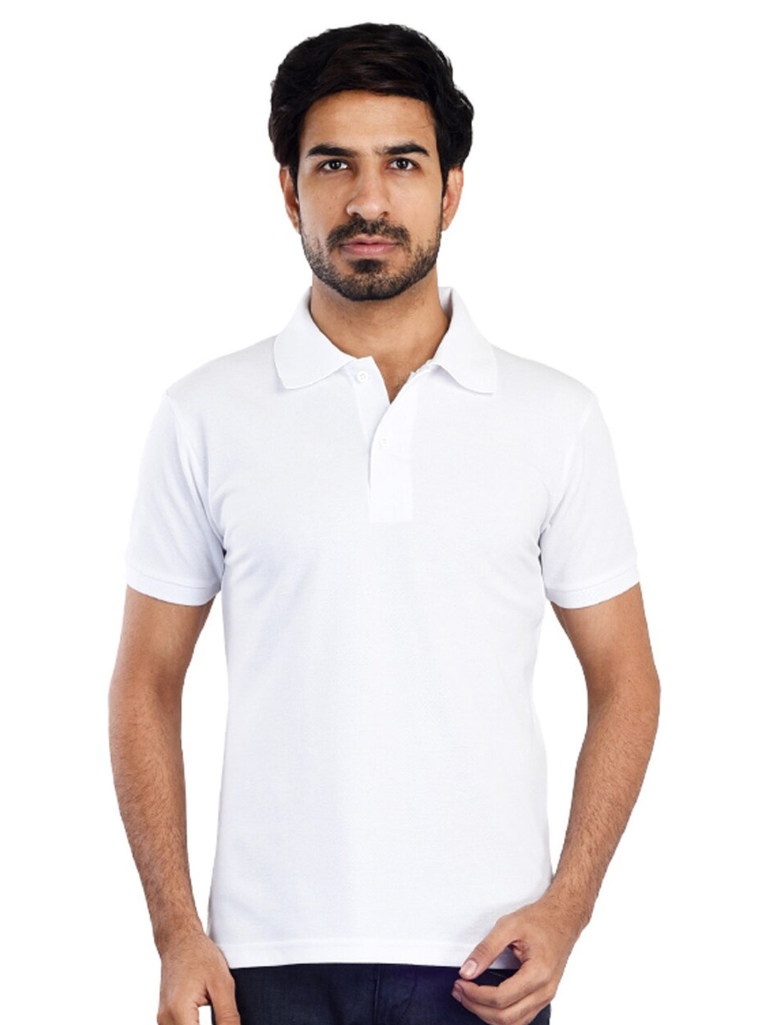 

Clothe Funn Polo Collar Knitted Regular Fit T-shirt, White